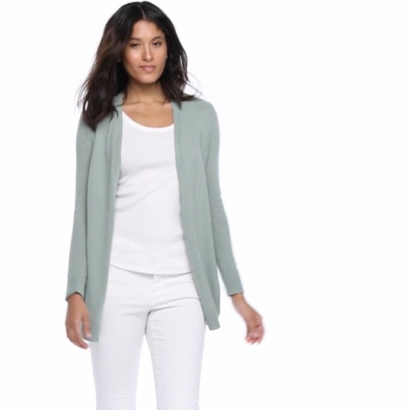 NEW Charter Club Women's Green Open Front Curved Hem Completer Cardigan Sweater - Picture 2 of 5